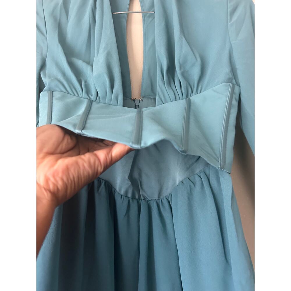 Oh Polly Teal Deep V Cutout Corset Mini Dress Us Size 4 - Picture 4 of 10